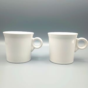 (2) Vintage FIESTA White O-Ring Coffee Mugs (HLC)